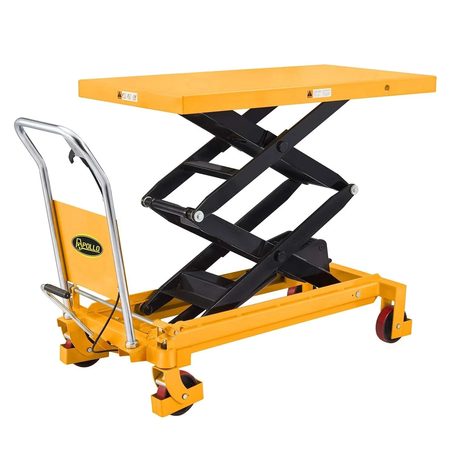 APOLLOLIFT Hydraulic Lift Table Cart – 770 lbs Capacity, 51" Max Height, Double Scissor Lift with Safety Guard & 4 Wheels - Image 4