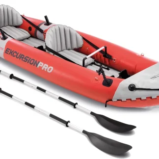 Excursion Pro Inflatable Kayak Series: Includes Deluxe 86in Kayak Paddles and High-Output Pump – SuperTough PVC – Adjustable Bucket Seat – Fishing Rod Holders – Grab Handles