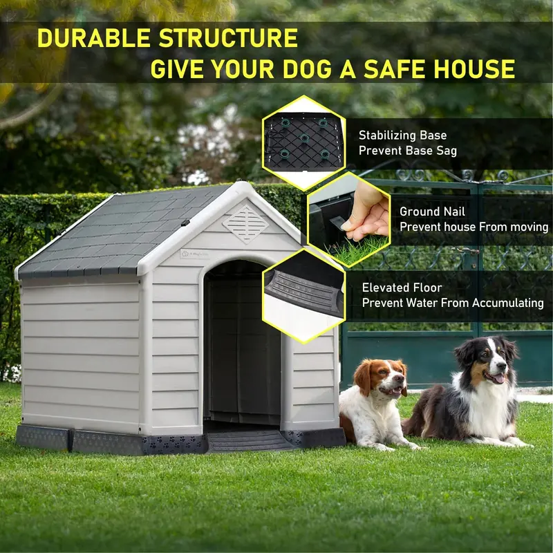LEMBERI Weatherproof Plastic Dog House - Indoor/Outdoor Use - Image 6