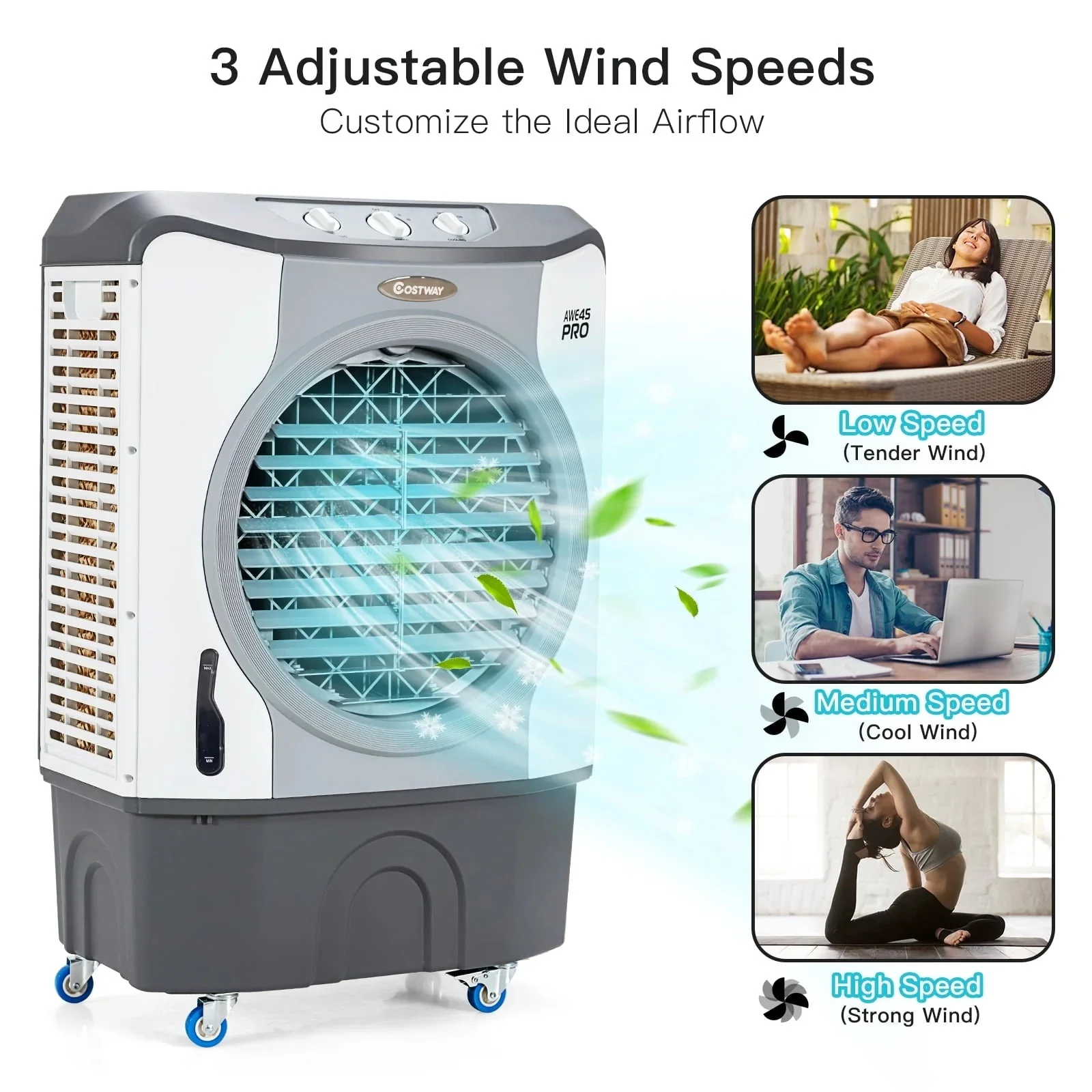 45L 3-in-1 Evaporative Air Cooler, Gray - 26.5 x 16 x 40 inch - Image 7