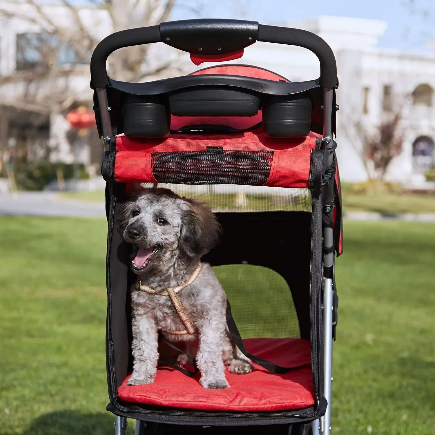 Afuhokles Pet Stroller For Small And Medium Dogs And Cats, 4 Wheels, 35lbs - Folding Storage Basket - Image 3