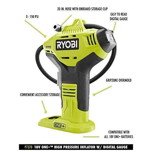 Ryobi P737D 18-Volt One+ Cordless Pressure Inflator with Digital Gauge. 4.0 Ah 18-Volt One+ Capacity Lithium-Ion - Image 9