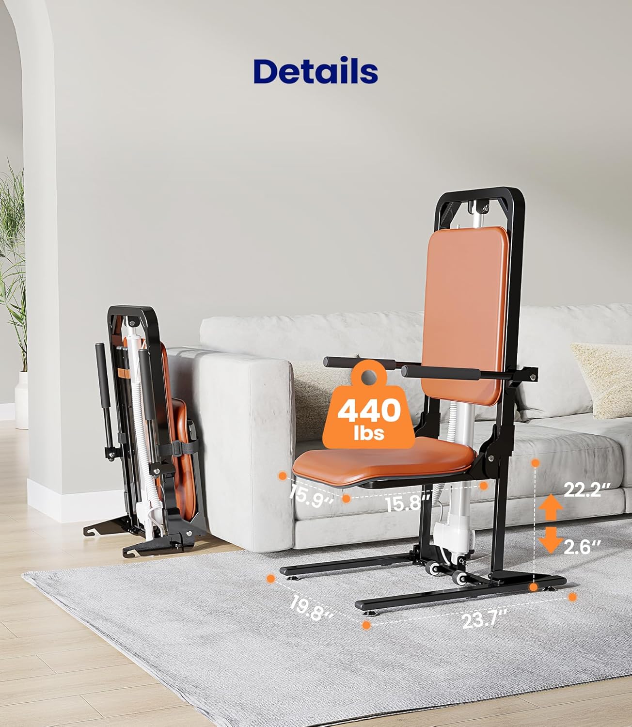MAIDeSITe Electric Floor Lift, 440lbs Capacity, Elderly Assist - Image 4