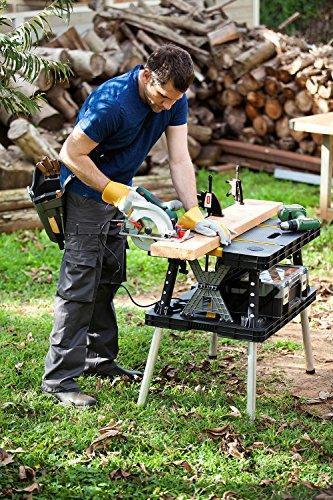 Keter ?C 197283 Folding Table Work Bench for Miter Saw Stand Woodworking Tools and Accessories with Included 12 Inch Wood Clamps ?C Easy Garage Storage Black/Yellow - Image 9