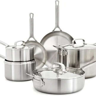 GreenPan x Bobby Flay 10 Piece Stainless Steel Tri-Ply Cookware Set - 8QT Stockpot
