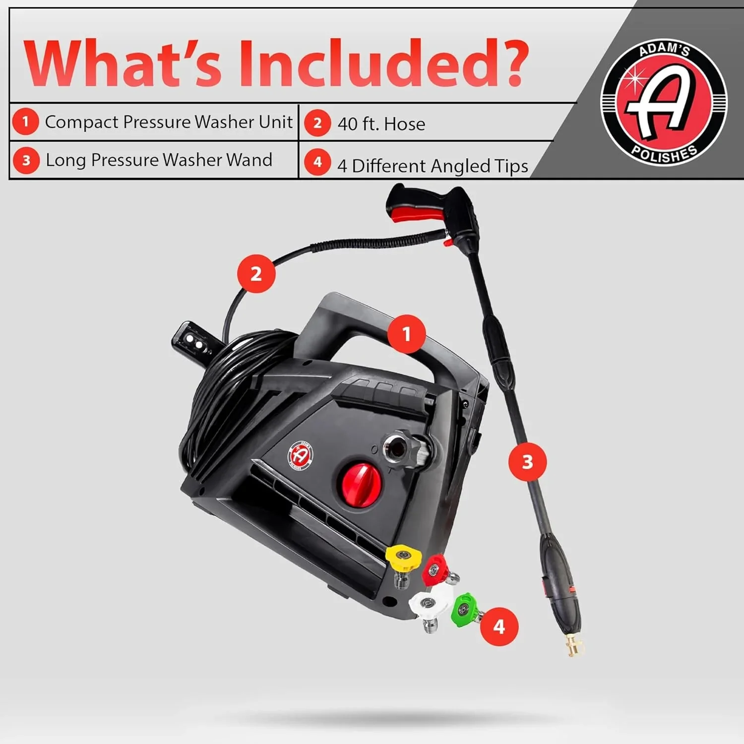 Electric Pressure Washer 2.0, Powerful 1.4 GPM 2000 PSI Car Pressure Washer Sprayer, Snub Nose & Tip Attachment, Use,Car Soap, Patio Boat RV Motorcycle Car Garage Deck Adam's Polishes - Image 10