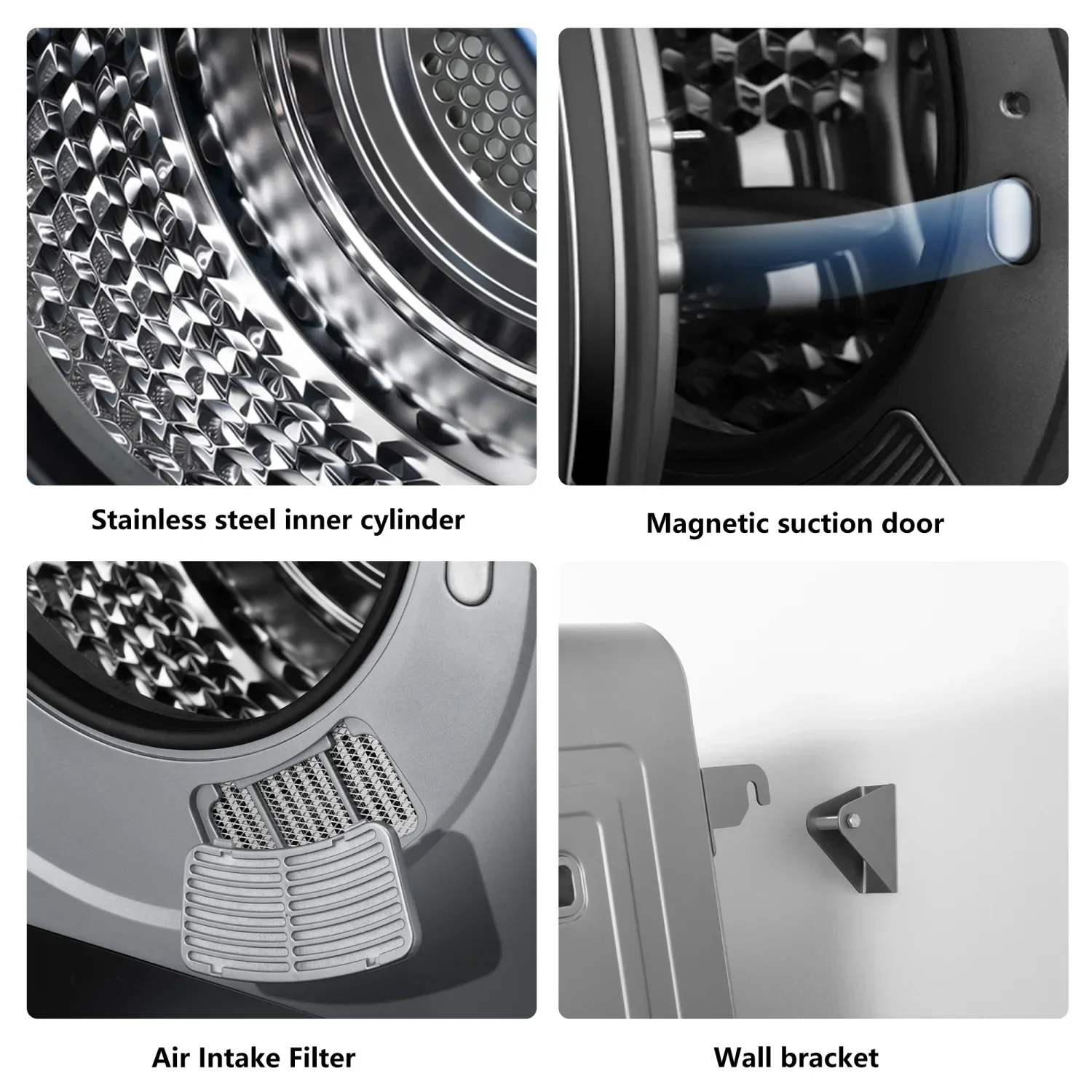 Portable Mini Clothes Dryer - White With Black Square Door - Image 6