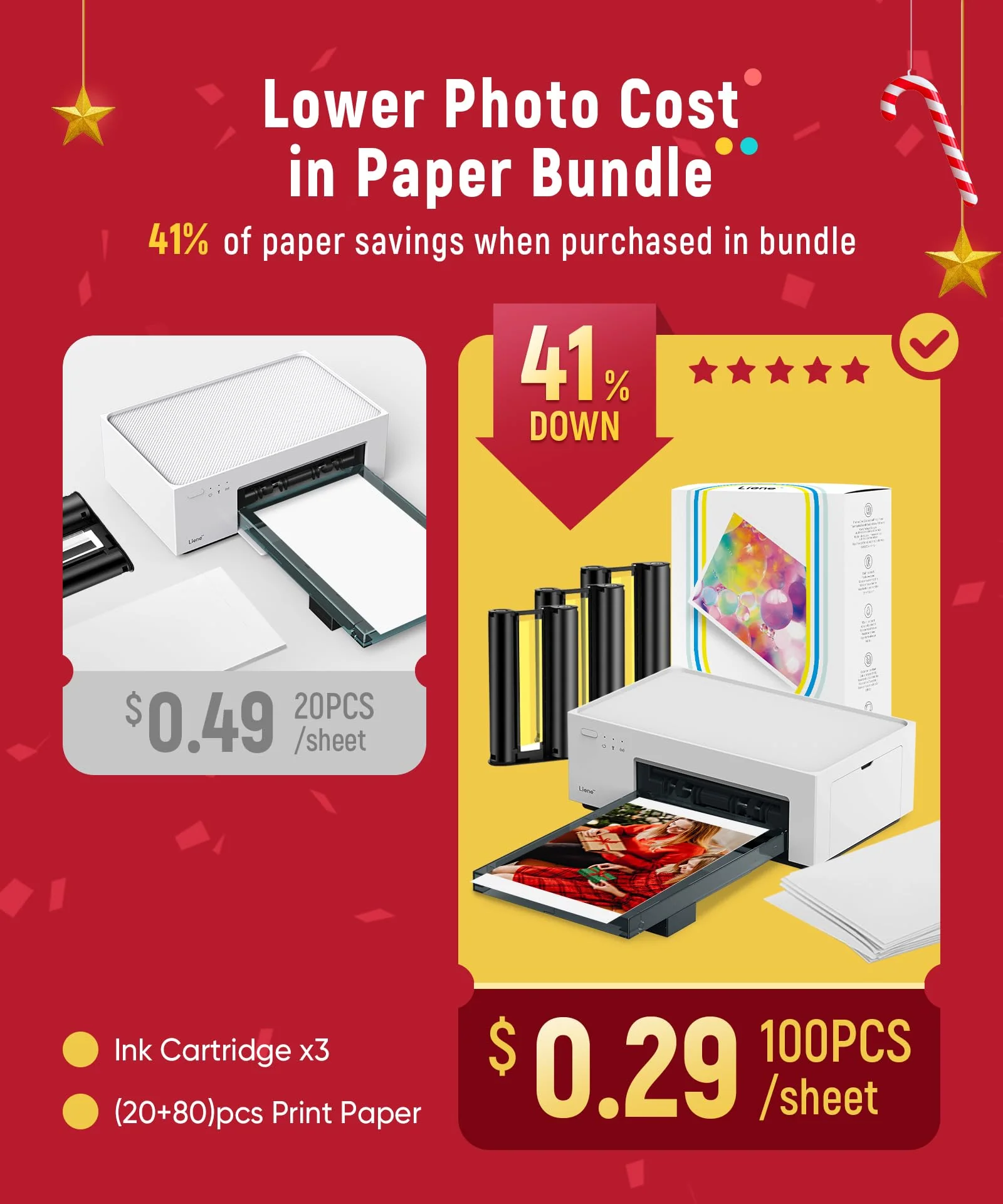 Liene 4×6 Photo Printer with Wi-Fi, 100 Sheets, Thermal-Dye Sublimation, for iPhone & Android - Image 2