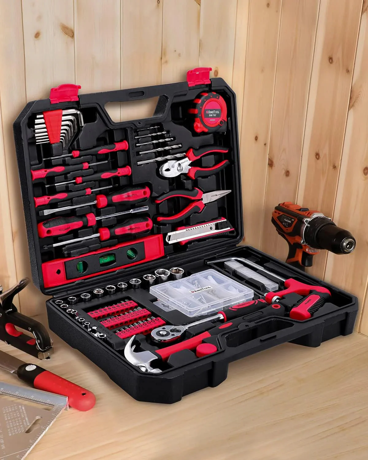 KINGTOOL Home Tool Set Kit - 286 PCS Home Auto Repair Tool Kit with Rolling Tool Box, Mechanic Tool Sets with 21V Max Cordless Power drill, Perfect for Homeowner, Diyer, Handyman - Image 6