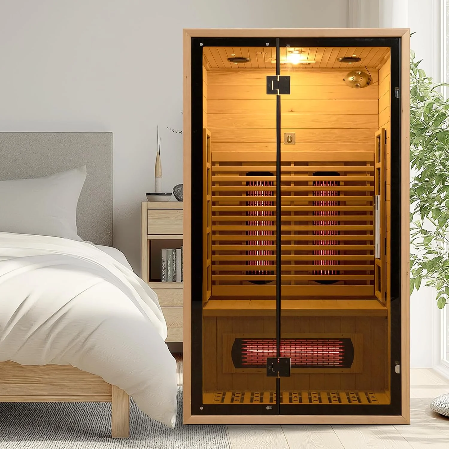 2-Person Red Light Far Infrared Indoor Sauna, 1750W/110V, Canadian Hemlock, 41.33in x 47.24in x 74.80in - Image 5