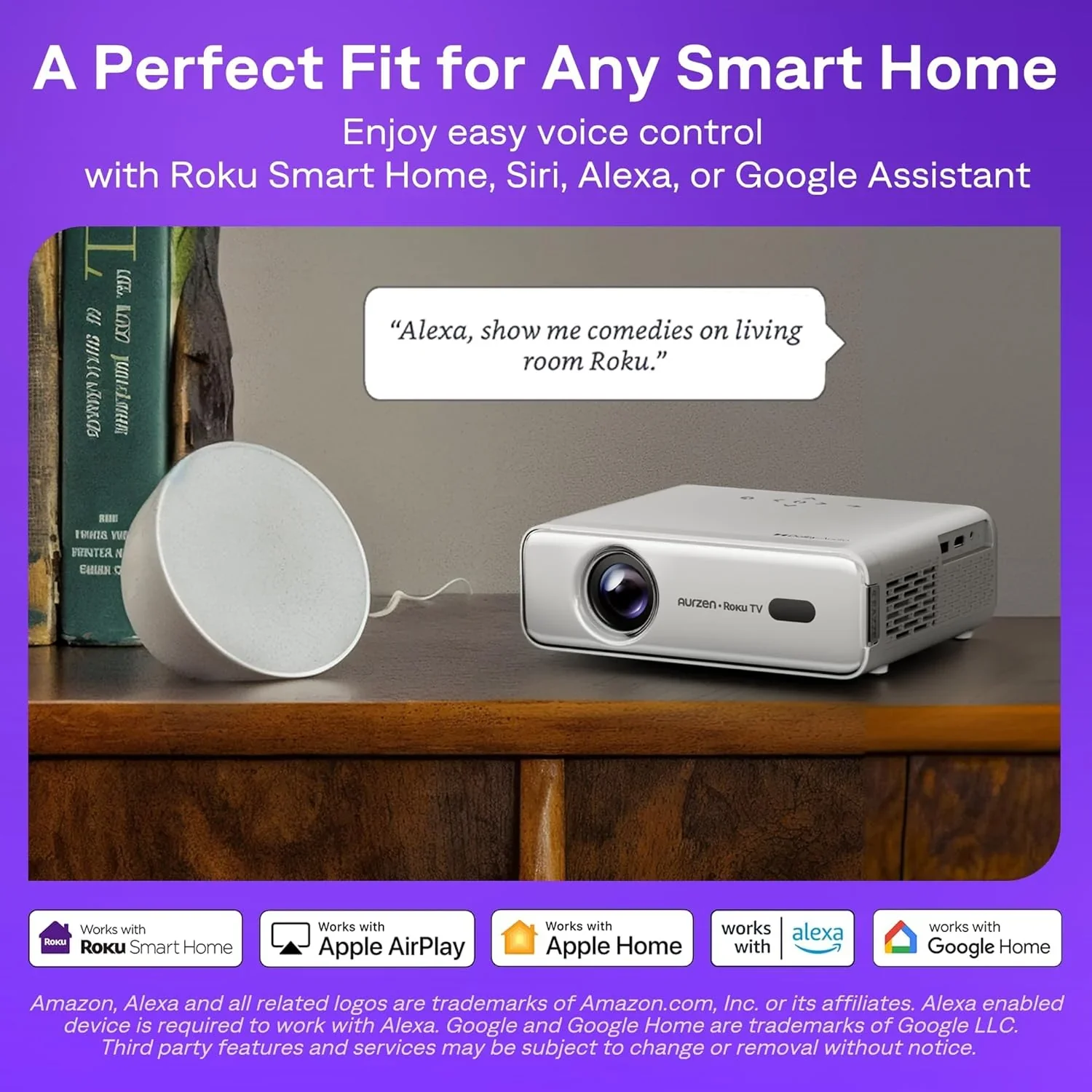 Aurzen Roku TV Smart Projector with Wifi and Bluetooth, Roku Streaming Experience Built-in - Image 7