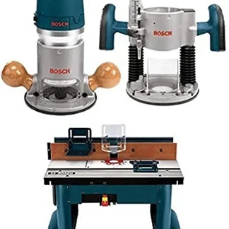 BOSCH 1617EVSPK Wood 12 Amp Router Tool Combo Kit - 2.25 Horsepower Plunge Router & Fixed Base with a Variable Speed