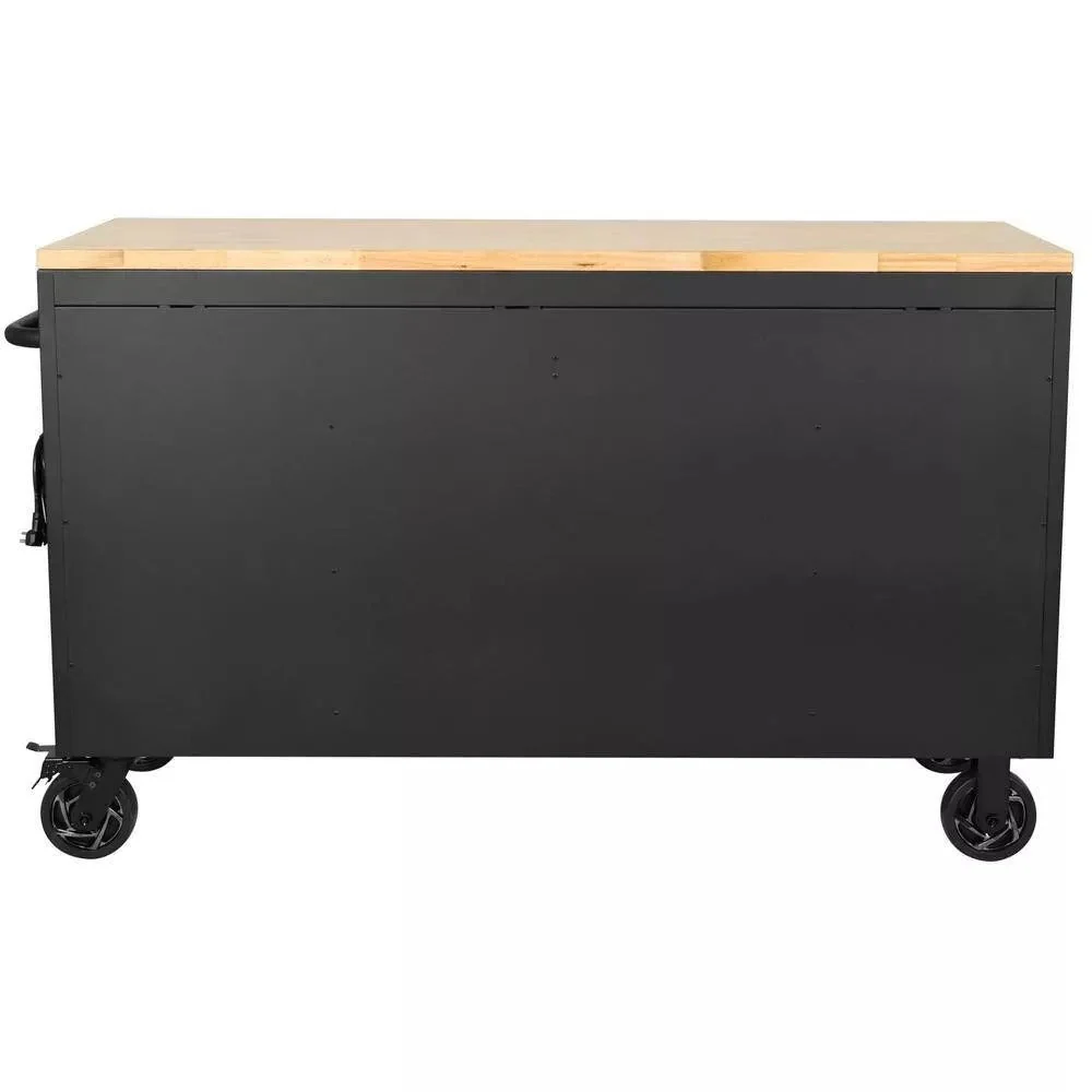 Heavy Duty 61 in. W x 23 in. D 15-Drawer Mobile Workbench with Solid Wood Top - Image 7