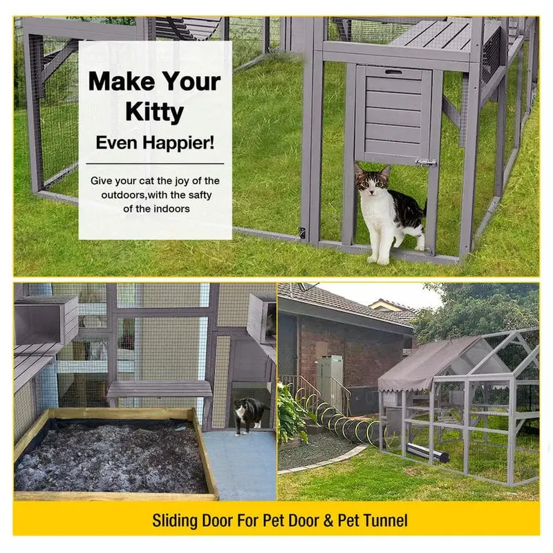 aivituvin Large Outdoor Cat Enclosure With 7 Platforms, 2 Bridges And 2 Small Houses - Image 3