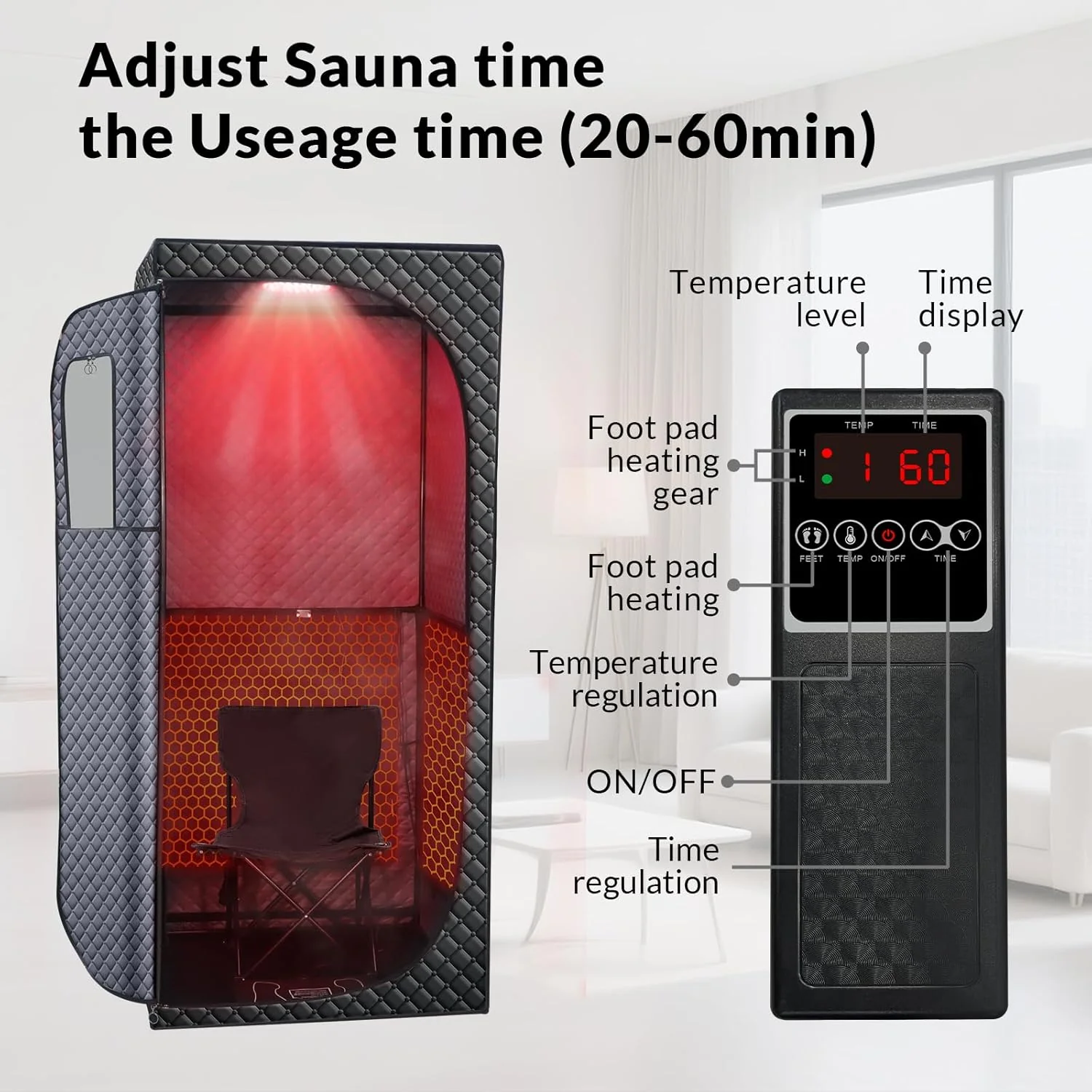 Personal Indoor Infrared Sauna Tent With Red Light Therapy, 9 Levels Up To 140F - Image 6
