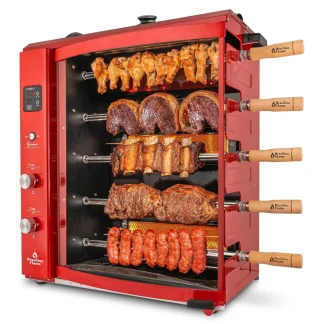 Brazilian Flame Churrasco? Gas Rotisserie Oven Grill Roaster with Auto Rotating Skewers for Rotisserie Chicken Brazilian Style BBQ and Churrasco Shawarma Machine Propane Grill - 2024 Series