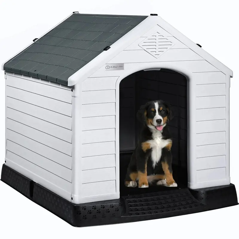 LEMBERI Weatherproof Plastic Dog House - Indoor/Outdoor Use - Image 2