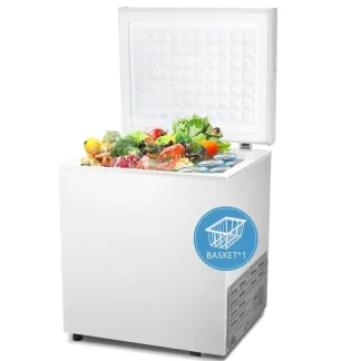 Compact Freestanding Chest Freezer, 1.8 Cu. Ft., Bottom Drain, 7-Tier Thermostat Control