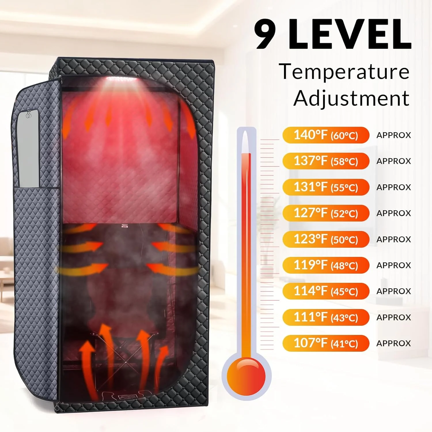 Personal Indoor Infrared Sauna Tent With Red Light Therapy, 9 Levels Up To 140F - Image 3