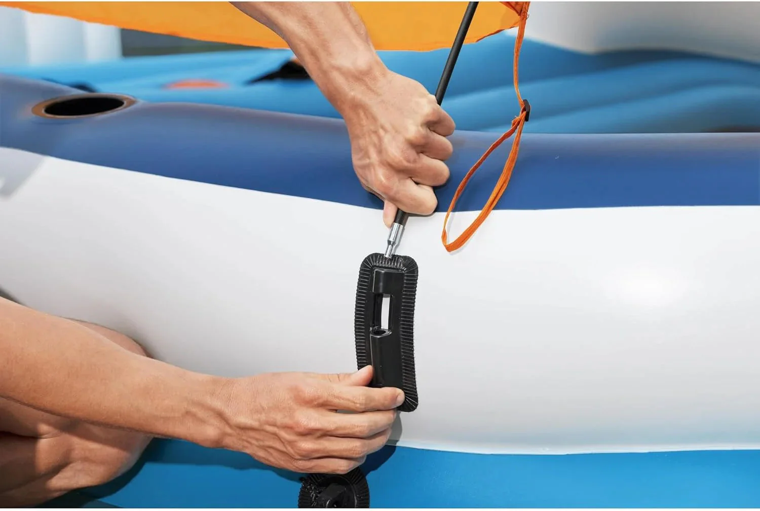 Tropical Breeze 6 Person Inflatable Party Island Large Relaxing Water Float with Detachable Sunshade and Cooler Bag - Image 9