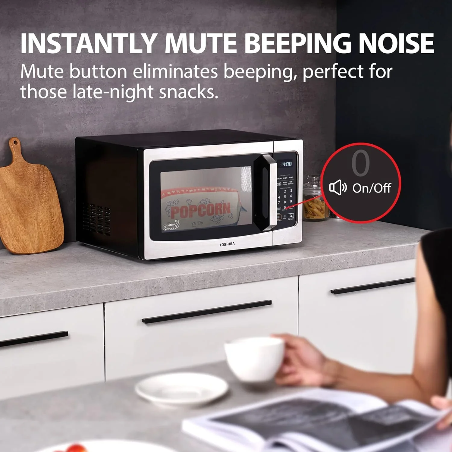 TOSHIBA 4-in-1 Countertop Microwave Oven, 1.5 Cu Ft, 1000W, Silver - ML-EC42P(SS) - Image 9