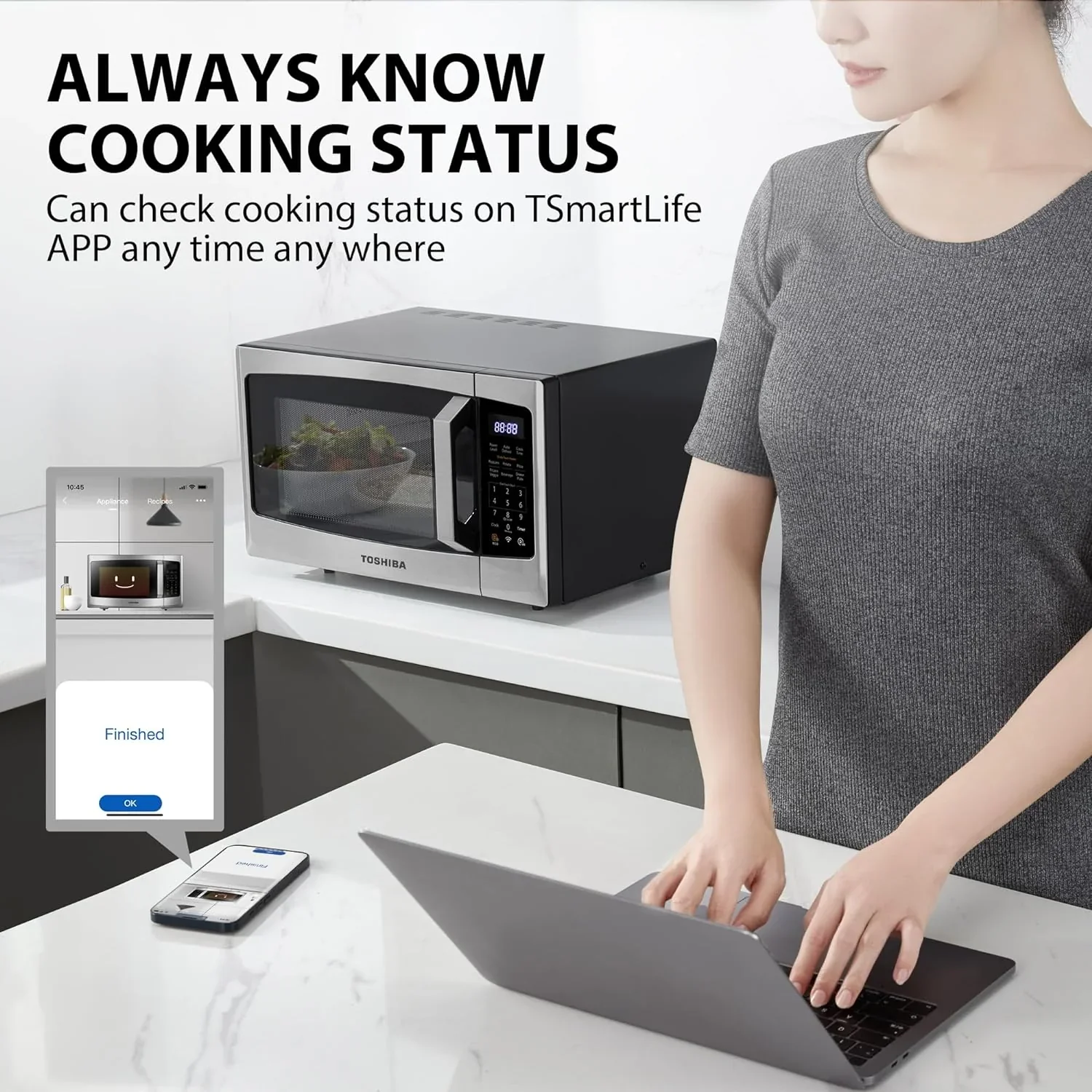 TOSHIBA 4-in-1 Countertop Microwave Oven, 1.5 Cu Ft, 1000W, Silver - ML-EC42P(SS) - Image 24