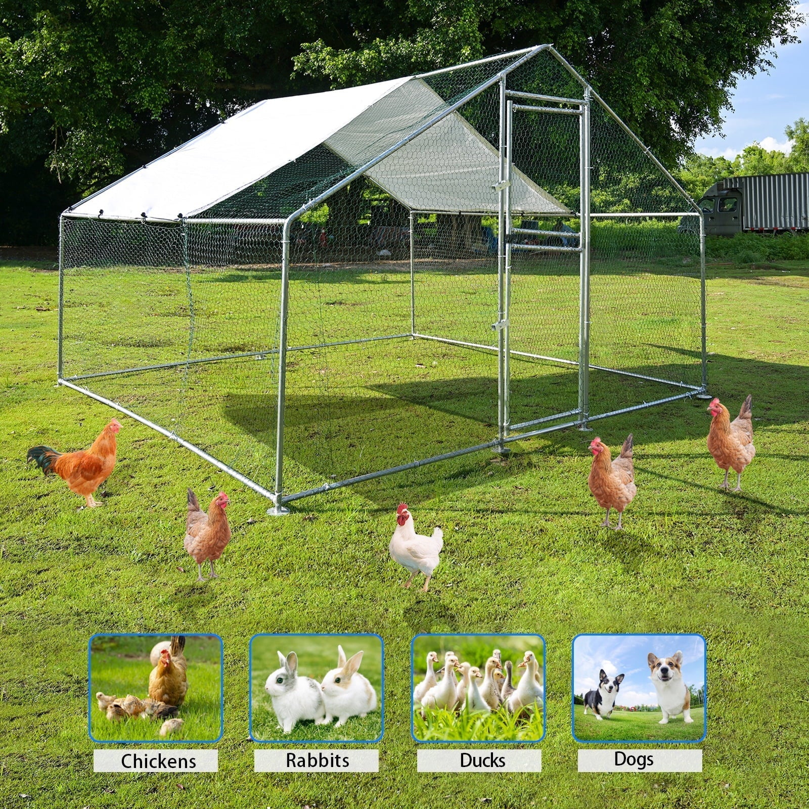 Kkonetoy Metal Chicken Coop 10 X 10 X 6.6ft With Waterproof Cover - Image 3