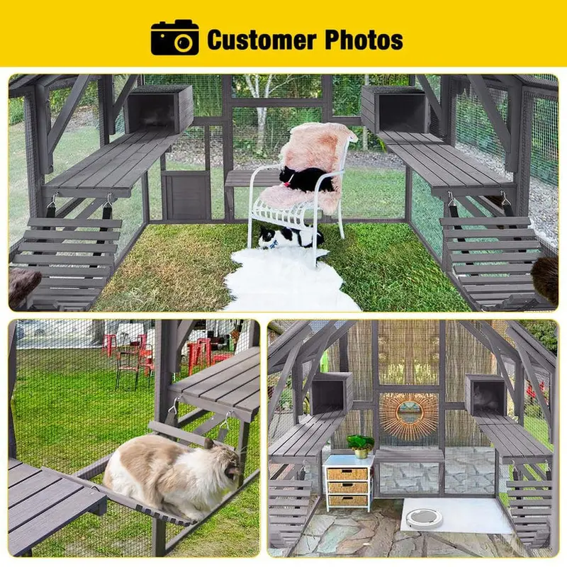 aivituvin Large Outdoor Cat Enclosure With 7 Platforms, 2 Bridges And 2 Small Houses - Image 4