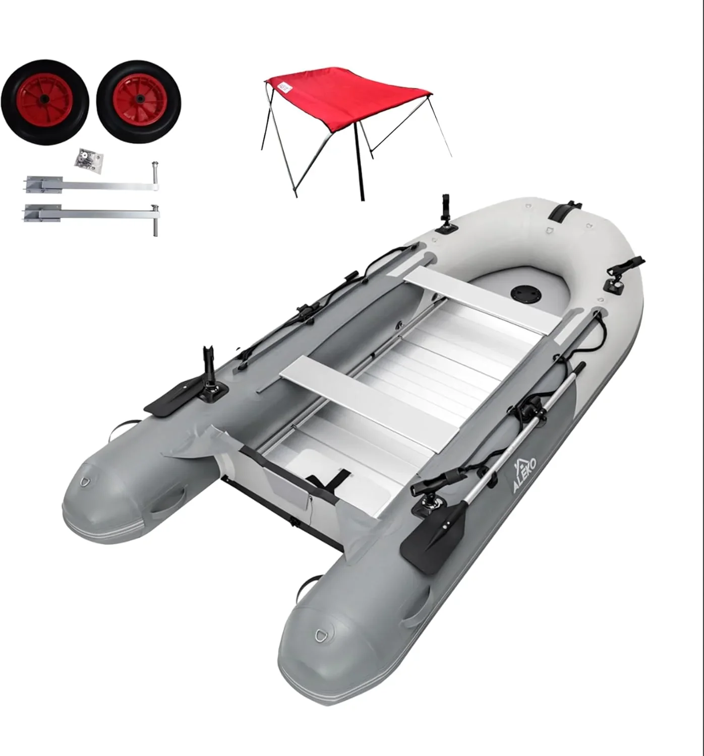 Inflatable Boat | Yacht Dinghy Tender Raft | Multi Person Fishing Boat | Aluminum Floor Oars | Fishing Rod Holders | Heavy-Duty PVC | 2024 Model | - Image 26