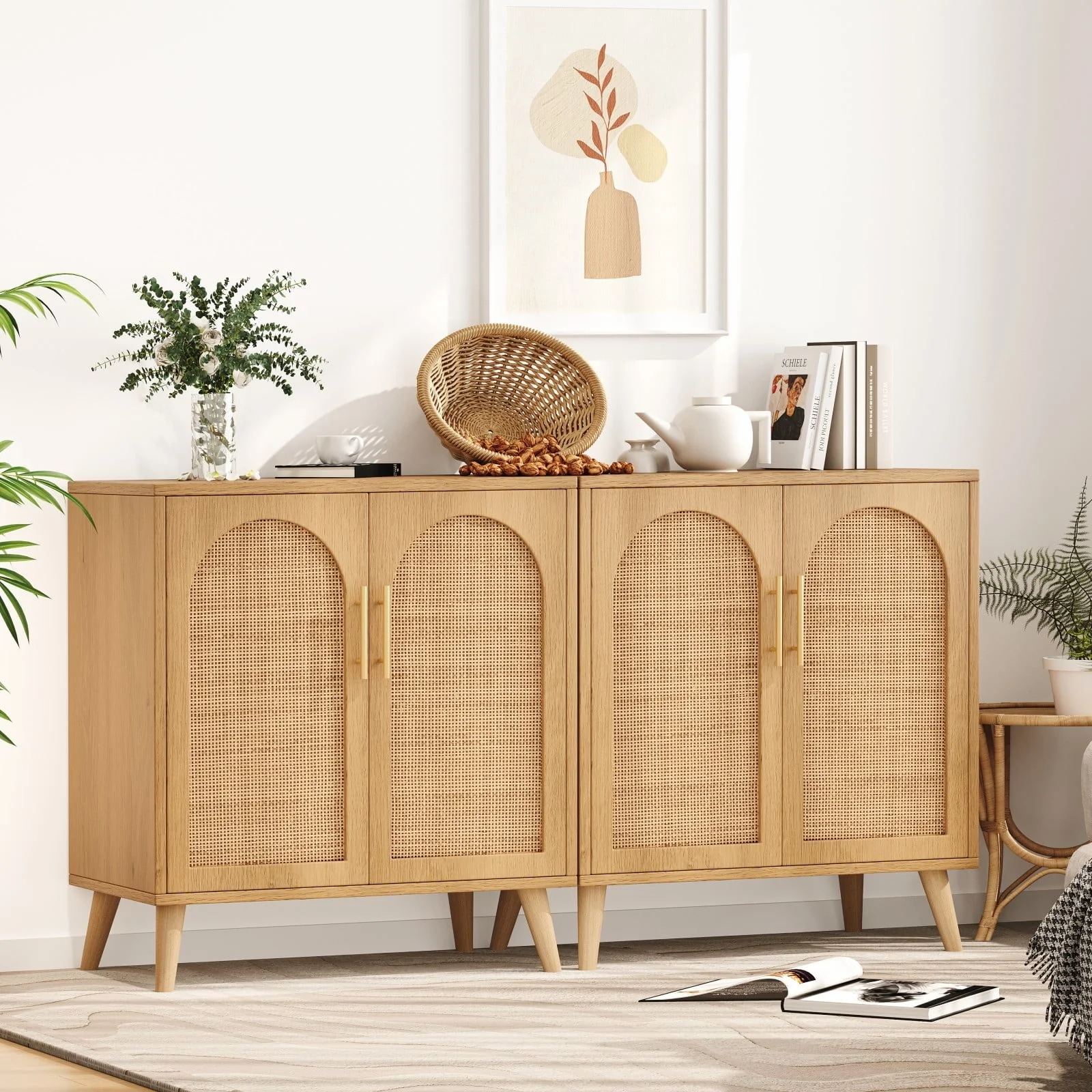 Rovaurx Set Of 2 Rattan Storage Cabinets With Doors - Image 3