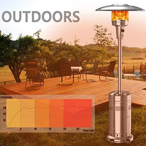 2 Set 48,000-BTU Umbrella Patio Propane Heater with Wheels,Stainless Steel Patio Heater,Stainless Steel Floorstanding Liquid Propane Heater Outdoor Patio,Patio Heater Standing Outdoor (Color:Silver) - Image 4