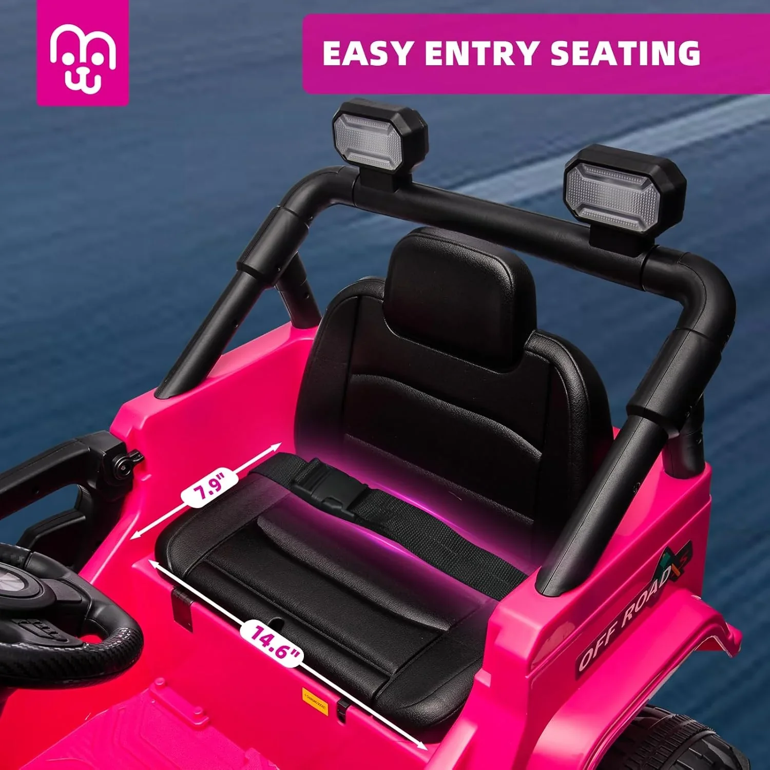 12V Kids Electric Ride on Truck Car Remote Control, Twin 35W Motors 3.5MPH Max Speed, Bluetooth USB Music Player, 4 Wheels Suspension LED Lights Safety Belt, Gift for Boy & Girl-Rosy - Image 10