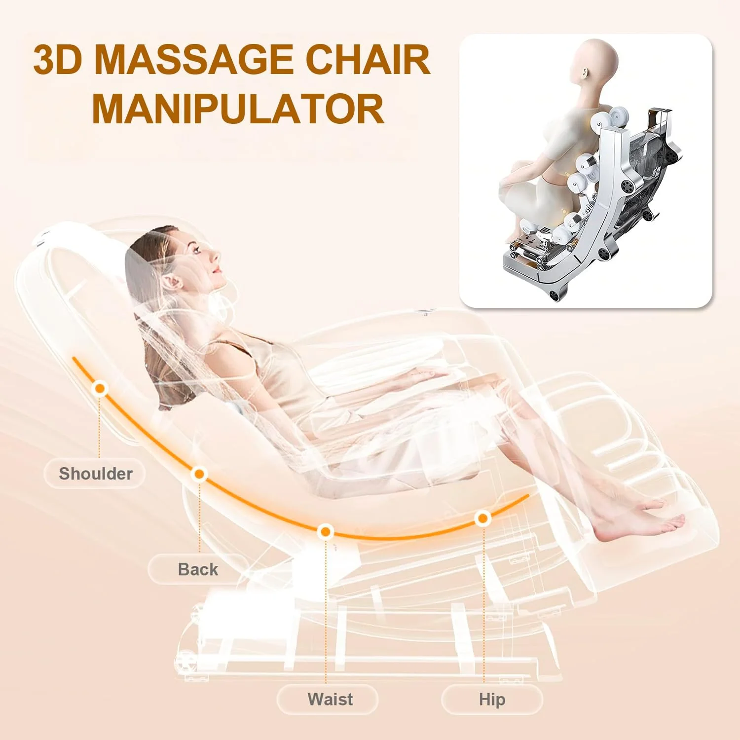 F&G Full Body Zero-Gravity SL Track Massage Chair With 5 Level Heating And Foot Rollers - Image 7