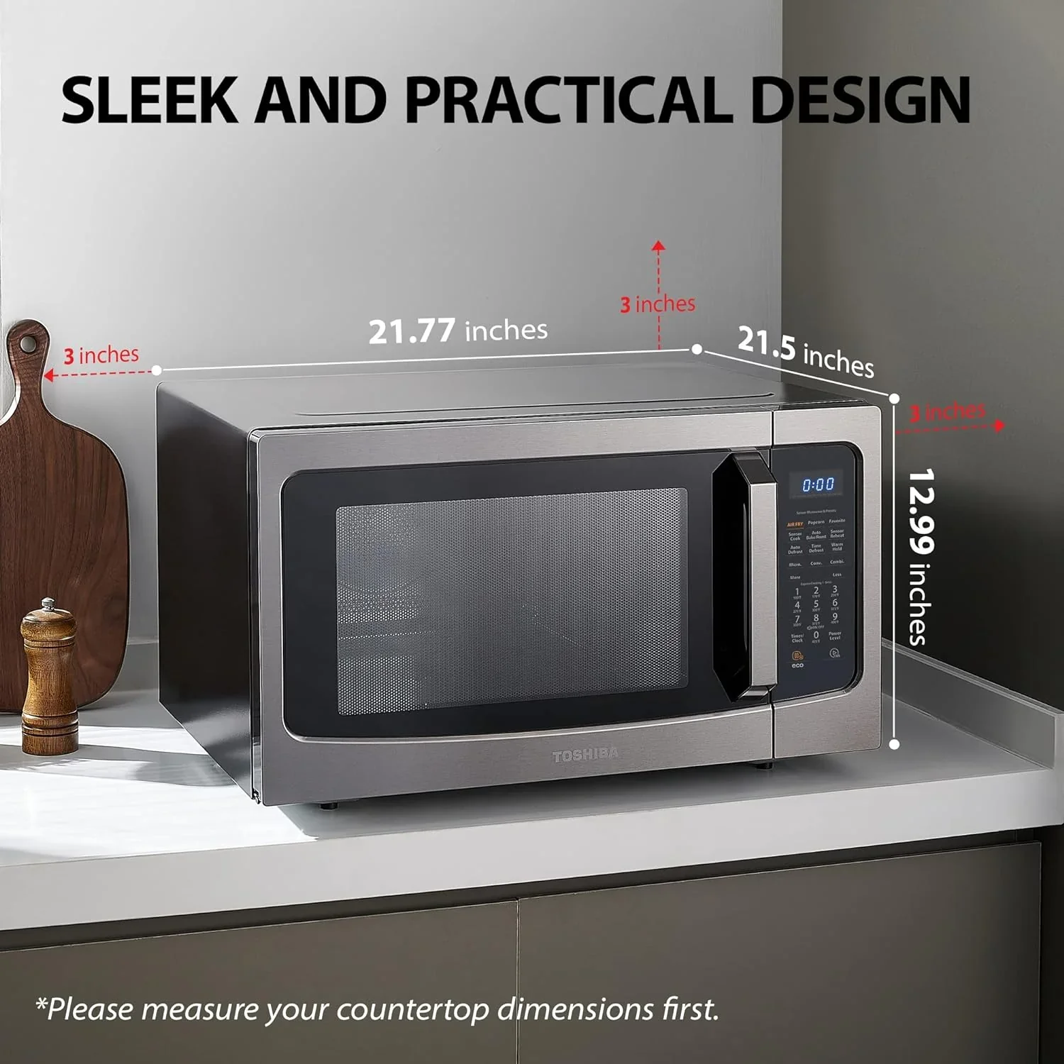 TOSHIBA 4-in-1 Countertop Microwave Oven, 1.5 Cu Ft, 1000W, Silver - ML-EC42P(SS) - Image 15