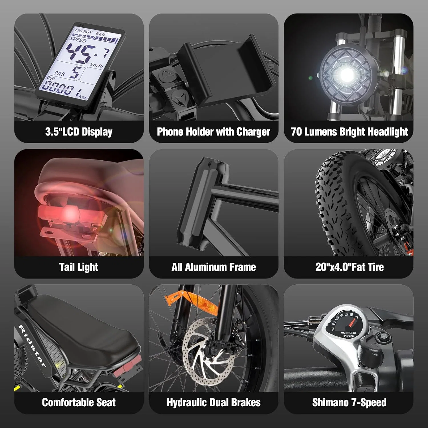 Electric Bike Q20, 2000W, 37Mph, 20" Fat Tires - Image 6