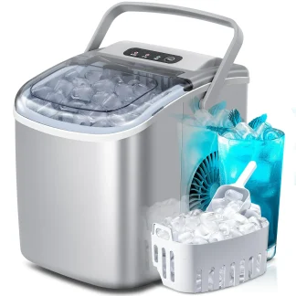 Crzoe Countertop Ice Maker With Handle, 26 Pounds - Countertop Ice Maker