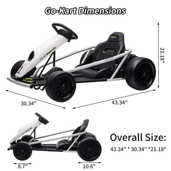 24V Electric Go-Kart for Kids Ages 8-12, Dual 300W Motors, 9Ah Battery - Image 5