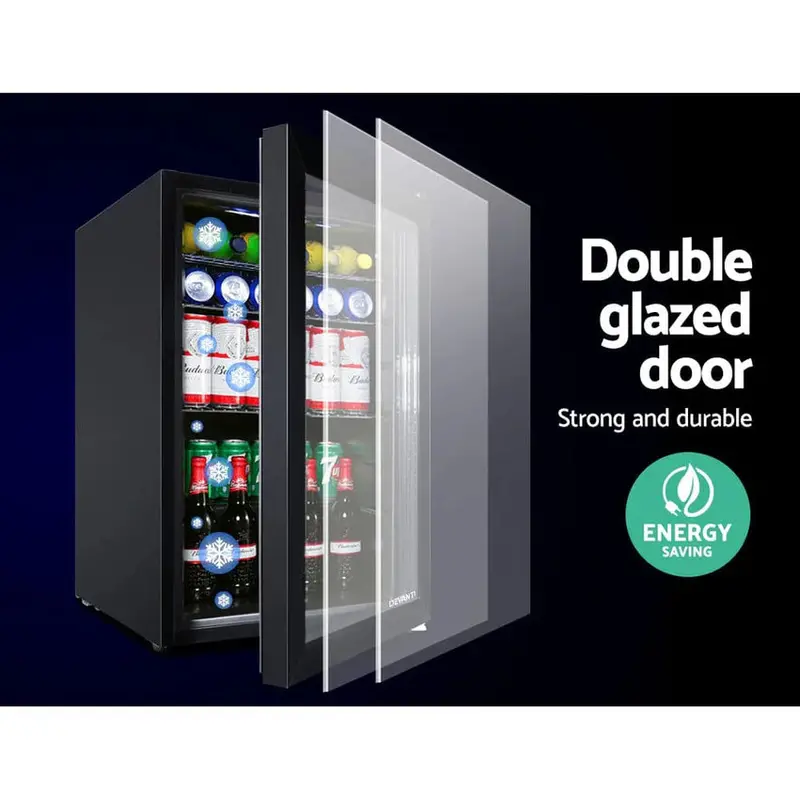 Devanti 70L Glass-Door Bar Fridge, Black - Image 4