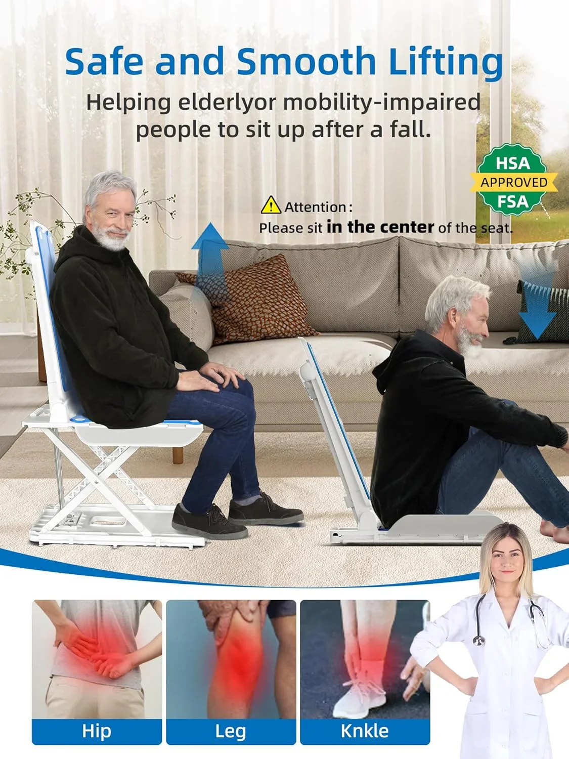 PPOLB Electric Chair Lift For Elderly, 308 lbs Support, Waterproof, Foldable - Image 5