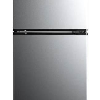 Arctic King Two-Door Mini Fridge With Freezer, 3.2 Cu ft, 18.5 in x 19.4 in x 33.3 in, Stainless Steel - E-Star