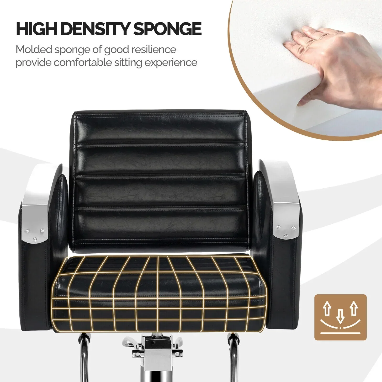 OmySalon Hydraulic Barber Chair With Stainless Steel Armrests, Brown Or Black - Image 8