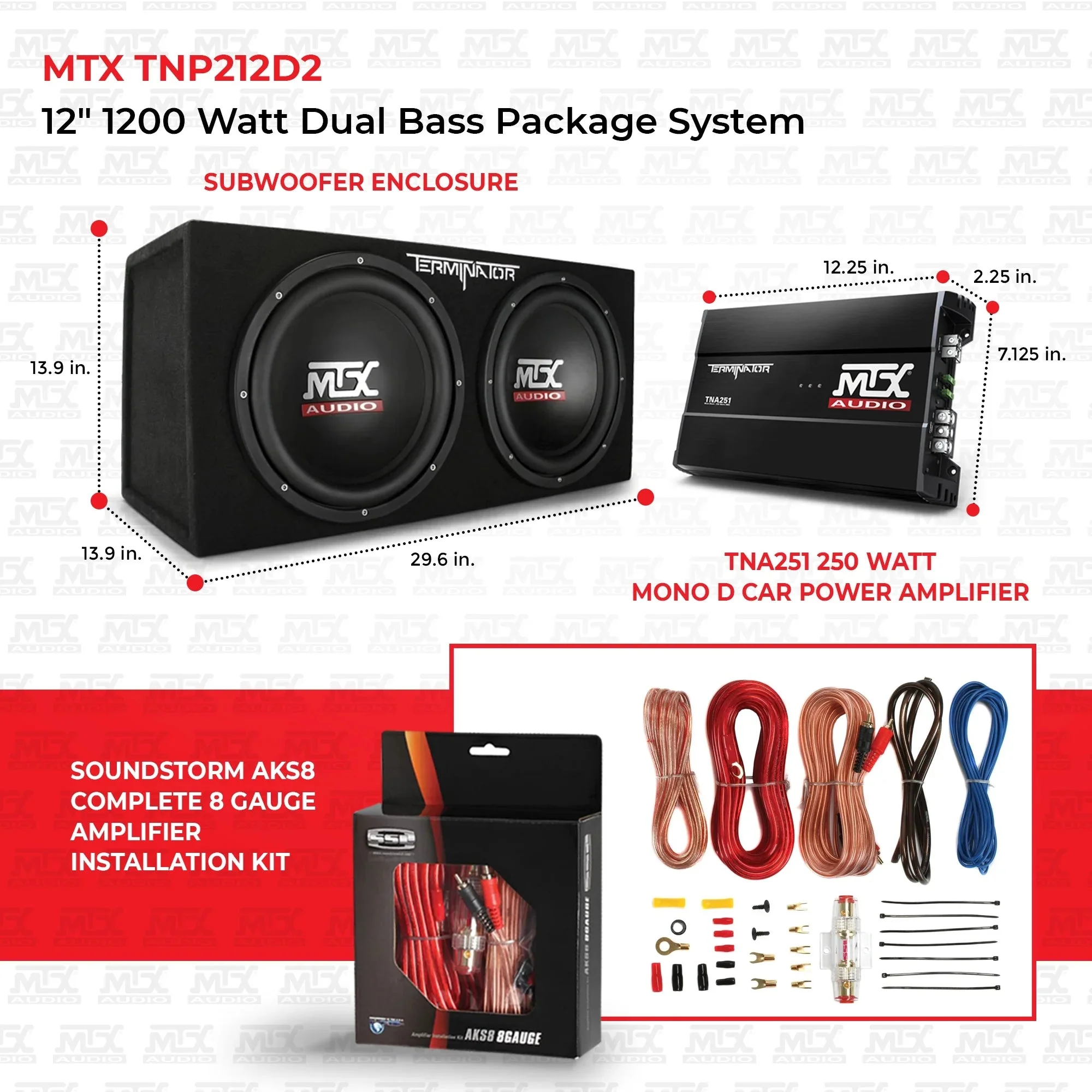 12-Inch 1200W Dual Car Subwoofer Package with Amplifier and Installation Kit - Image 2