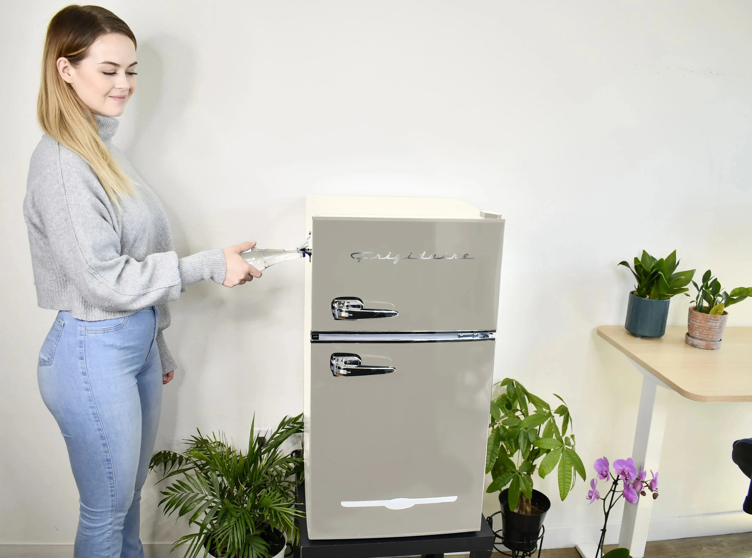 Frigidaire 3.1 Cu. Ft. 2-Door Retro Compact Refrigerator With Built-In Side Bottle Opener - Cream - Image 6