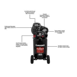 Husky 30 Gal. 175 PSI Oil Lubed Belt Drive Portable Vertical Electric Air Compressor C304H - Image 8