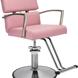 OmySalon Salon Chair With Hydraulic Pump, Pink, 360 Degree Swivel