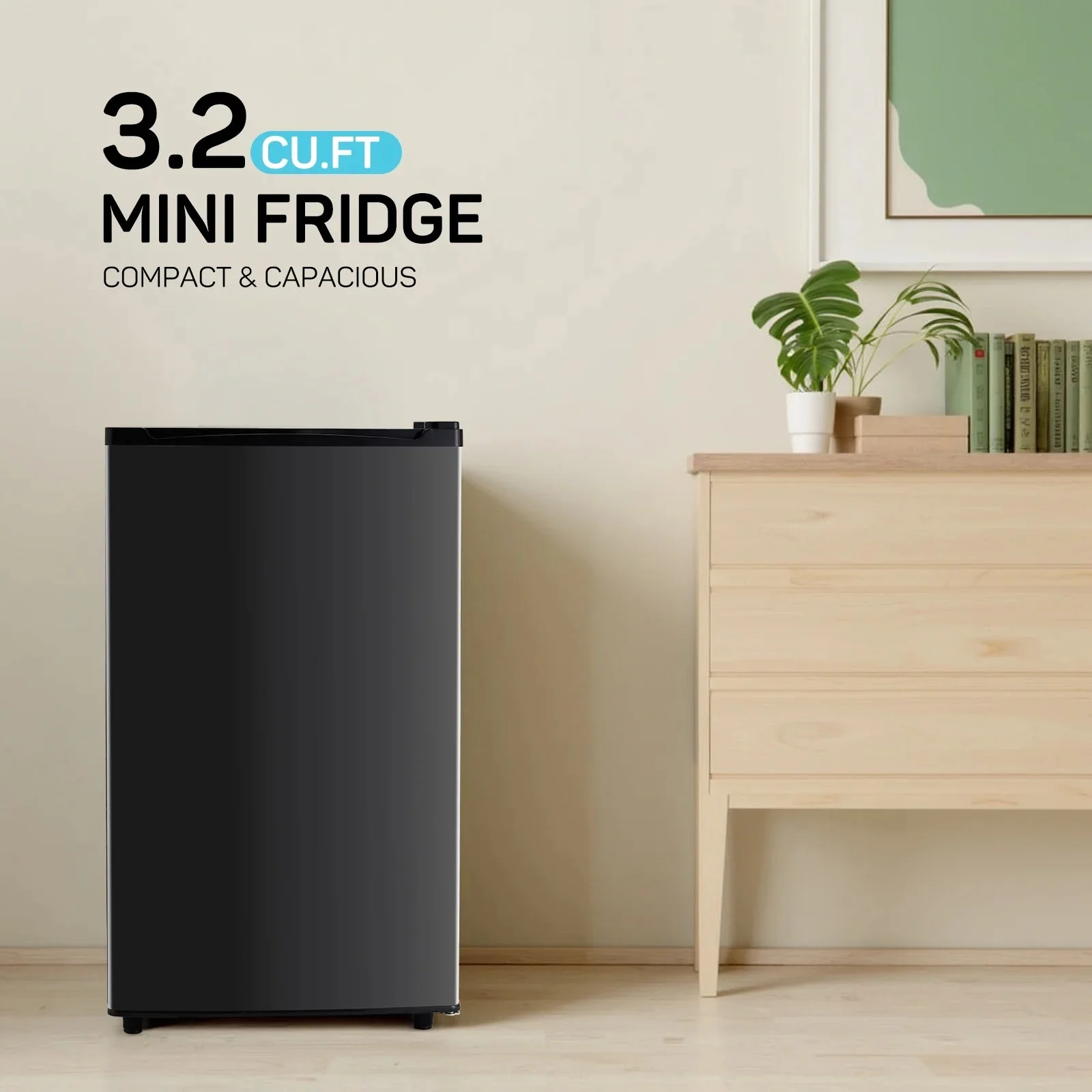 TINKLE WELL Mini Fridge With Freezer, 3.2 Cu Ft, Single Door, Silver - Image 14