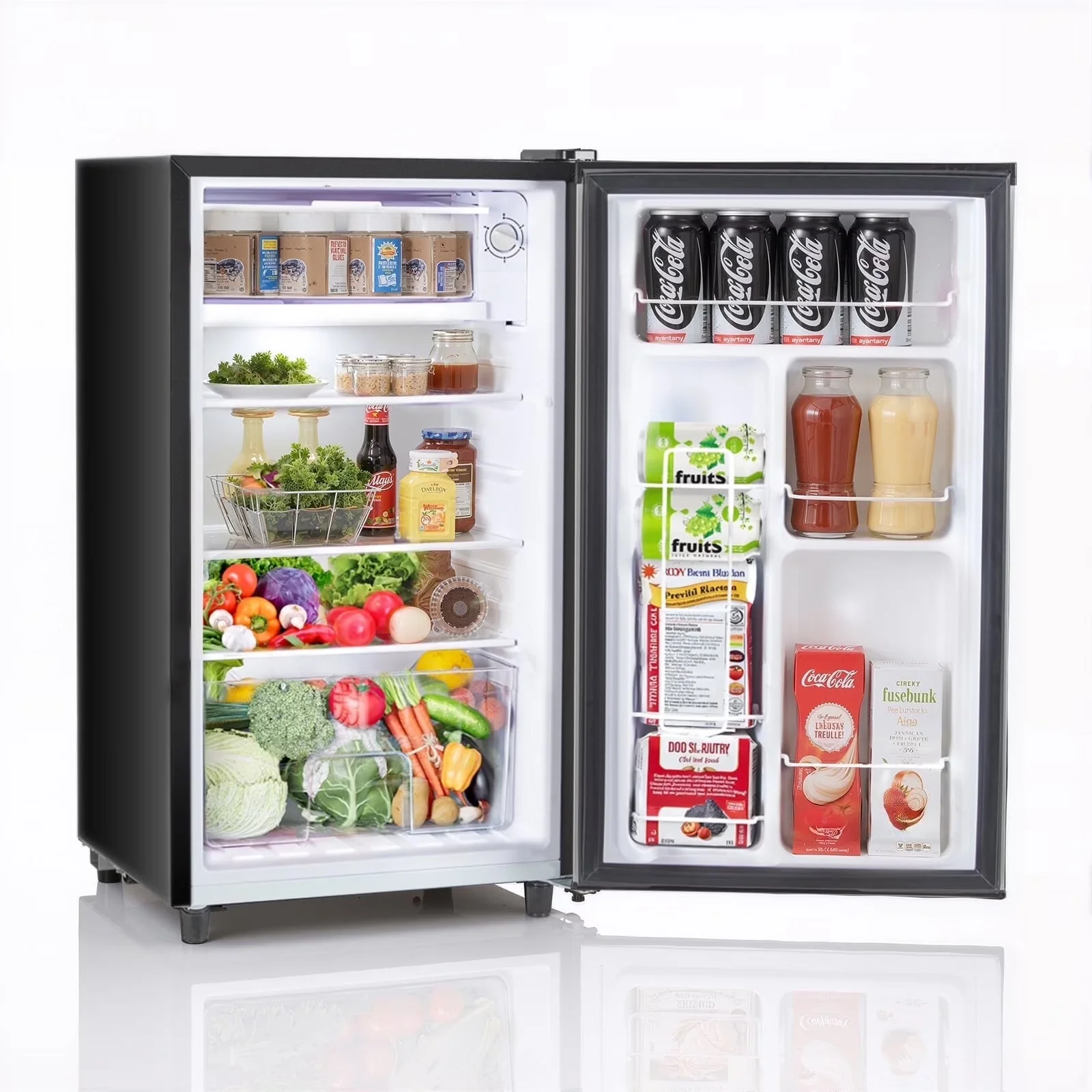 TINKLE WELL Mini Fridge With Freezer, 3.2 Cu Ft, Single Door, Silver - Image 2