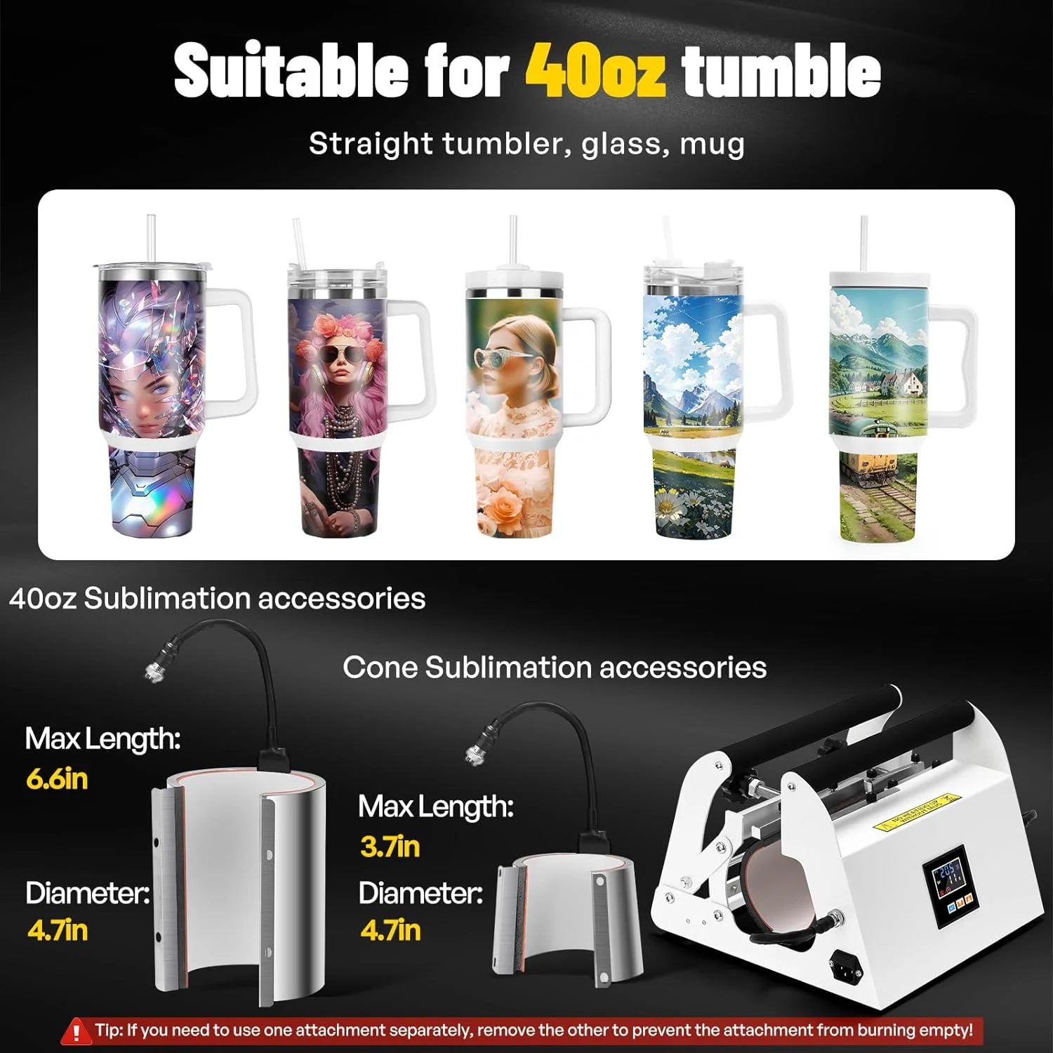 40oz Tumbler Press Tumbler Heat Press Sublimation 40 Oz Tumbler Top and Tapered Bottom Full Wrap - DIY Heat Transfer Vinyl - Image 2