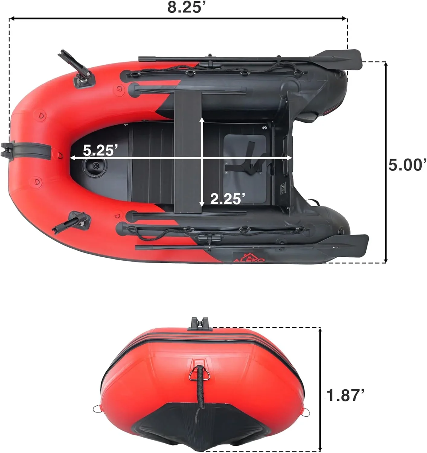 Inflatable Boat | Yacht Dinghy Tender Raft | Multi Person Fishing Boat | Aluminum Floor Oars | Fishing Rod Holders | Heavy-Duty PVC | 2024 Model | - Image 23
