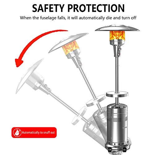 2 Set 48,000-BTU Umbrella Patio Propane Heater with Wheels,Stainless Steel Patio Heater,Stainless Steel Floorstanding Liquid Propane Heater Outdoor Patio,Patio Heater Standing Outdoor (Color:Silver) - Image 6